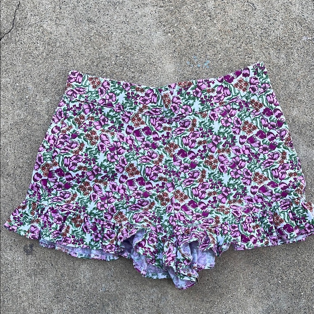 Janie and Jack Purple and Green Floral Ruffle Shorts